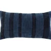 Pillows-Kirkland's Home Velvet Navy Monochrome Stripe Lumbar Pillow Blue