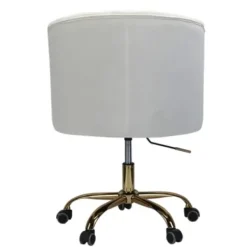 Office Furniture-Kirkland's Home Velvet Tufted Golden Leg Swivel Office Chair Ivory