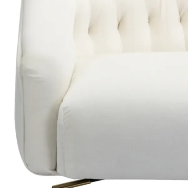 Office Furniture-Kirkland's Home Velvet Tufted Golden Leg Swivel Office Chair Ivory