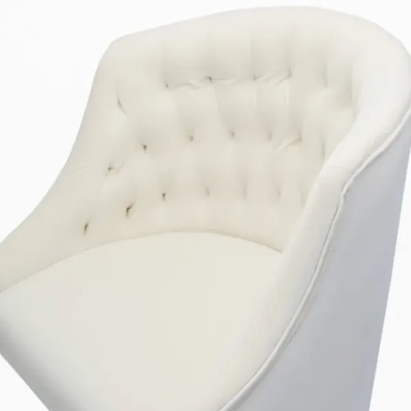 Office Furniture-Kirkland's Home Velvet Tufted Golden Leg Swivel Office Chair Ivory