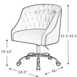 Office Furniture-Kirkland's Home Velvet Tufted Golden Leg Swivel Office Chair Ivory