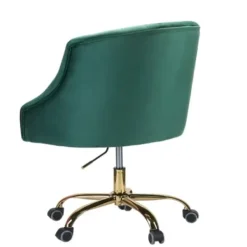 Office Furniture-Kirkland's Home Velvet Tufted Golden Leg Swivel Office Chair Green