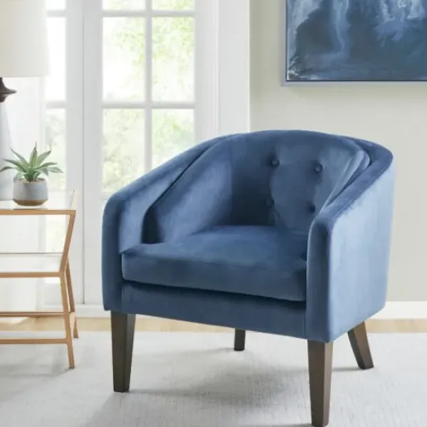 Accent Chairs-Kirkland's Home Velvet Tufted Midcentury Modern Accent Chair Blue
