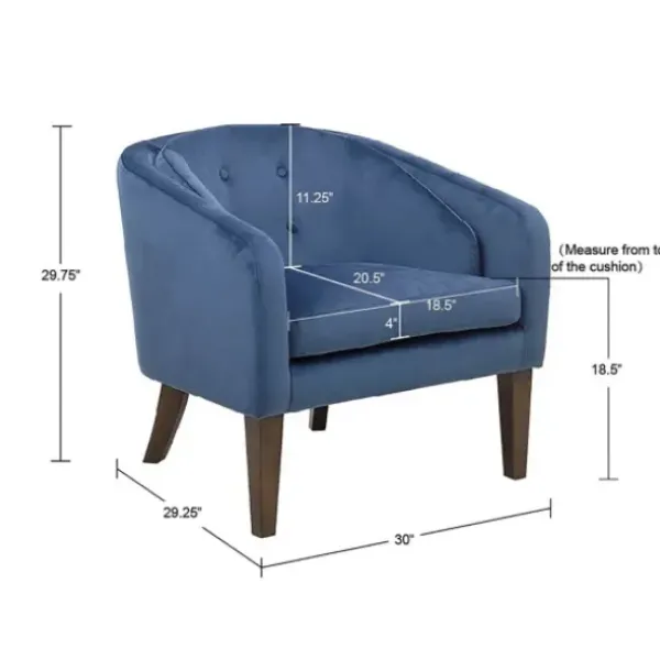 Accent Chairs-Kirkland's Home Velvet Tufted Midcentury Modern Accent Chair Blue