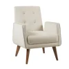 Accent Chairs-Kirkland's Home Velvet Tufted Midcentury Accent Chair Ivory