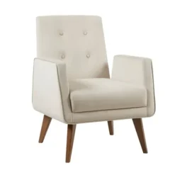 Accent Chairs-Kirkland's Home Velvet Tufted Midcentury Accent Chair Ivory