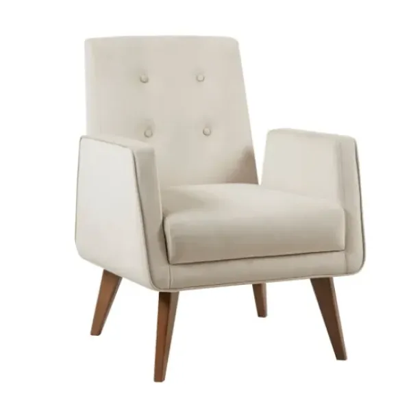 Accent Chairs-Kirkland's Home Velvet Tufted Midcentury Accent Chair Ivory