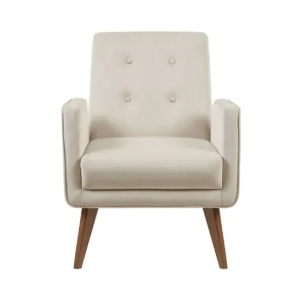 Accent Chairs-Kirkland's Home Velvet Tufted Midcentury Accent Chair Ivory