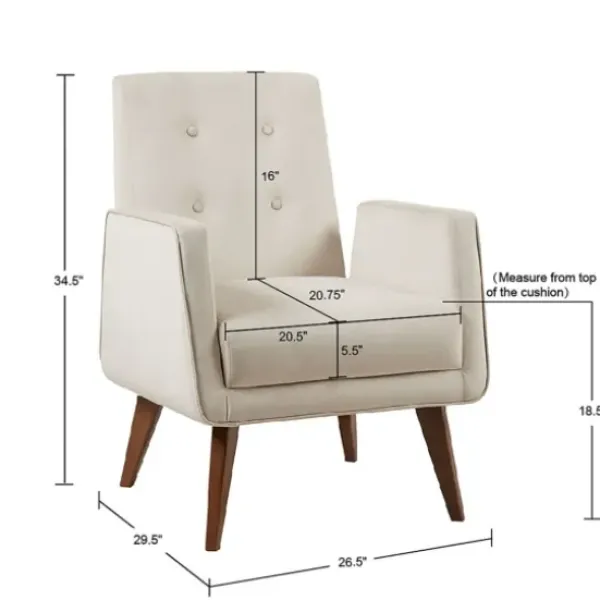 Accent Chairs-Kirkland's Home Velvet Tufted Midcentury Accent Chair Ivory