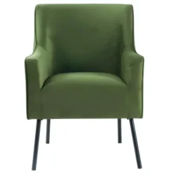 Accent Chairs-Kirkland's Home Velvet Upholstered Black Legs Accent Chair Green