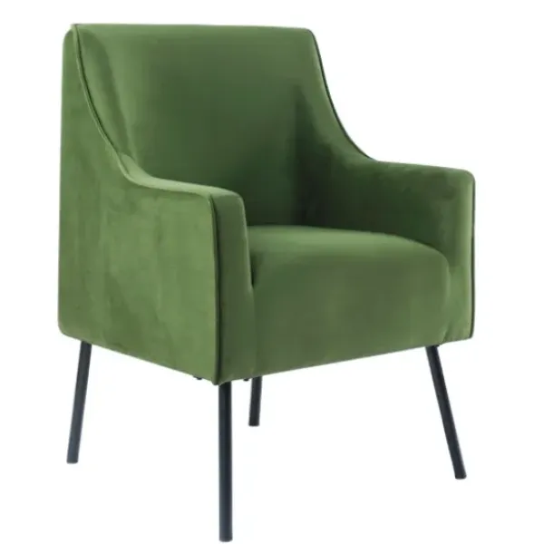 Accent Chairs-Kirkland's Home Velvet Upholstered Black Legs Accent Chair Green