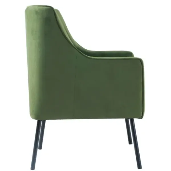 Accent Chairs-Kirkland's Home Velvet Upholstered Black Legs Accent Chair Green