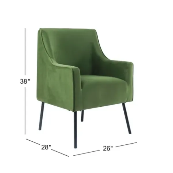 Accent Chairs-Kirkland's Home Velvet Upholstered Black Legs Accent Chair Green