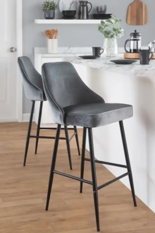 Bar Stools & Counter Height Stools-Kirkland's Home Velvet Upholstered Counter Stools, Set Of 2 Gray
