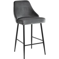 Bar Stools & Counter Height Stools-Kirkland's Home Velvet Upholstered Counter Stools, Set Of 2 Gray