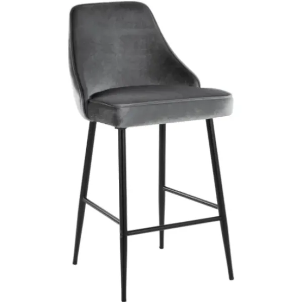 Bar Stools & Counter Height Stools-Kirkland's Home Velvet Upholstered Counter Stools, Set Of 2 Gray