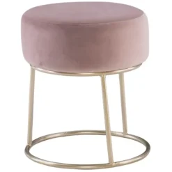 Benches & Ottomans-Kirkland's Home Velvet Upholstered Vanity Stool Pink