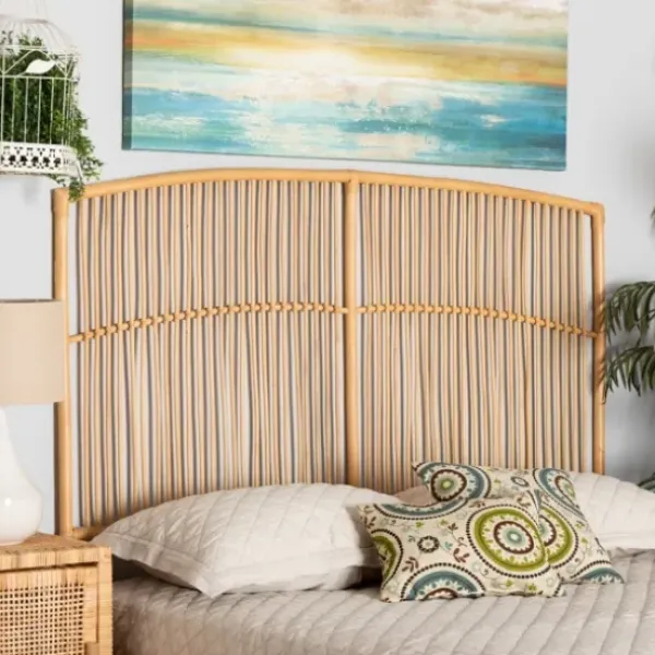 Beds & Headboards-Kirkland's Home Vertical Weave Rat Queen Headboard Tan