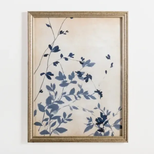 Framed Art-Kirkland's Home Vintage Blue Leaf Ii Framed Art Print Blue/Tan