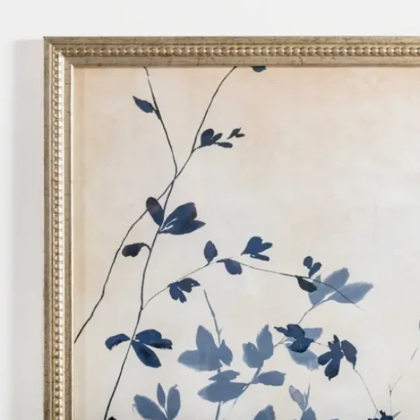 Framed Art-Kirkland's Home Vintage Blue Leaf Ii Framed Art Print Blue/Tan