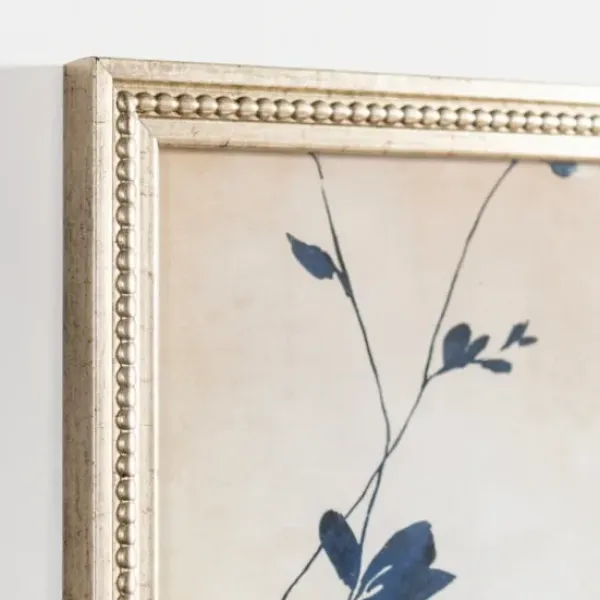 Framed Art-Kirkland's Home Vintage Blue Leaf Ii Framed Art Print Blue/Tan