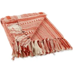 Blankets & Throws-Kirkland's Home Vintage Braided Fringe Throw Red