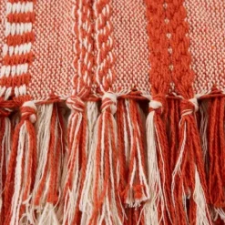 Blankets & Throws-Kirkland's Home Vintage Braided Fringe Throw Red