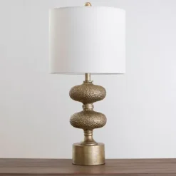 Table Lamps-Kirkland's Home Vintage Brass Textured Table Lamp White