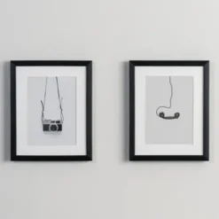 Framed Art-Kirkland's Home Vintage Camera & Phone 2-Pc. Framed Art Print Set White
