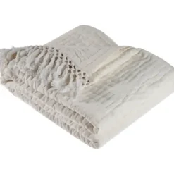 Blankets & Throws-Kirkland's Home Vintage Cotton Fringe Throw Ivory