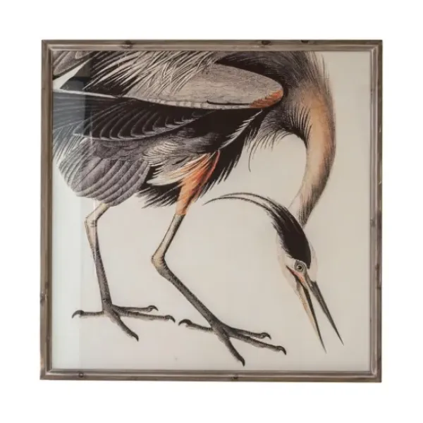 Framed Art-Kirkland's Home Vintage Crane Framed Canvas Art Print Ivory/Gray/Black