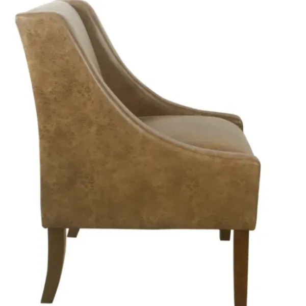 Accent Chairs-Kirkland's Home Vintage Faux Leather Swoop Accent Chair Brown