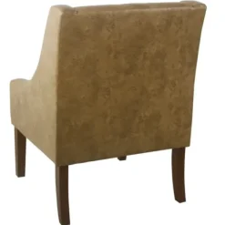 Accent Chairs-Kirkland's Home Vintage Faux Leather Swoop Accent Chair Brown