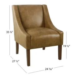 Accent Chairs-Kirkland's Home Vintage Faux Leather Swoop Accent Chair Brown
