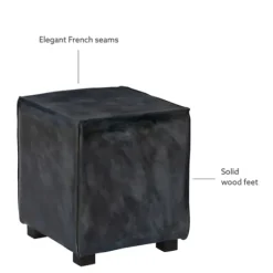 Benches & Ottomans-Kirkland's Home Vintage Finish Leather Cube Ottoman Gray