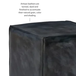 Benches & Ottomans-Kirkland's Home Vintage Finish Leather Cube Ottoman Gray