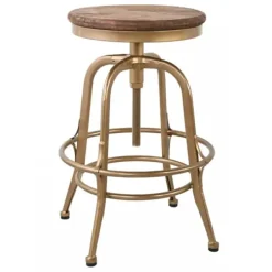 Bar Stools & Counter Height Stools-Kirkland's Home Vintage Gold Circled Arch Base Counter Stool Brown/Gold