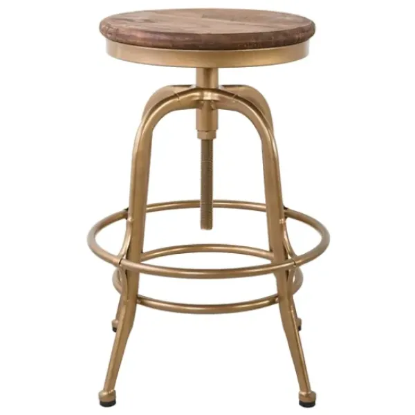 Bar Stools & Counter Height Stools-Kirkland's Home Vintage Gold Circled Arch Base Counter Stool Brown/Gold