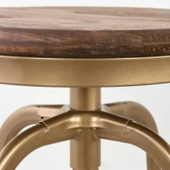 Bar Stools & Counter Height Stools-Kirkland's Home Vintage Gold Circled Arch Base Counter Stool Brown/Gold