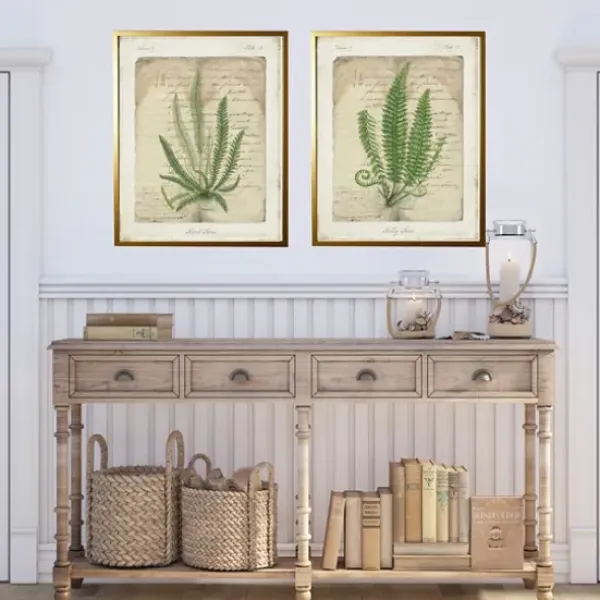 Framed Art-Kirkland's Home Vintage Green Ferns Framed Art Prints, Set Of 2 Tan/Green