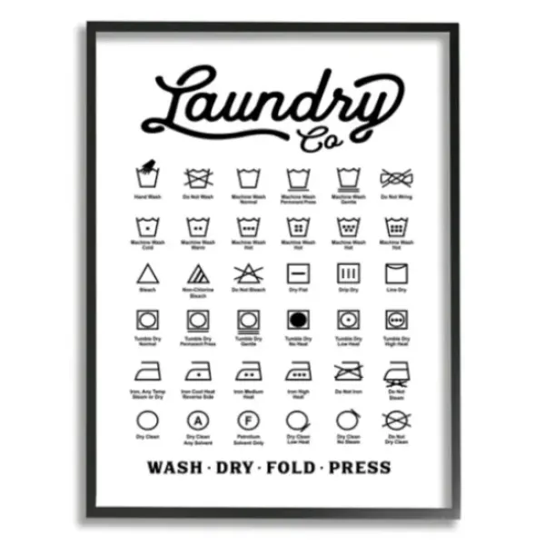 Wall Quotes & Signs-Kirkland's Home Vintage Laundry Chart Framed Wall Plaque Black/White