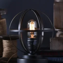 Table Lamps-Kirkland's Home Vintage Metal Sphere Lamp Black