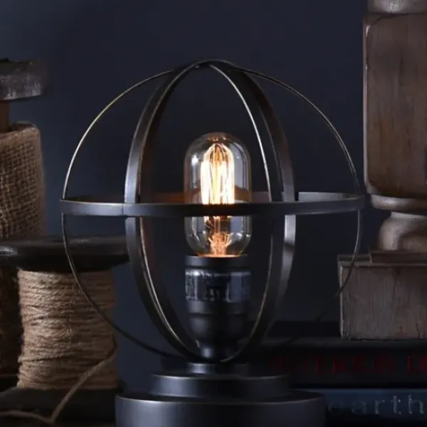 Table Lamps-Kirkland's Home Vintage Metal Sphere Lamp Black