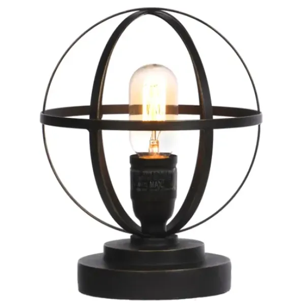 Table Lamps-Kirkland's Home Vintage Metal Sphere Lamp Black
