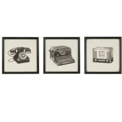 Framed Art-Kirkland's Home Vintage Model Framed Art Prints, Set Of 3 Black/Ivory