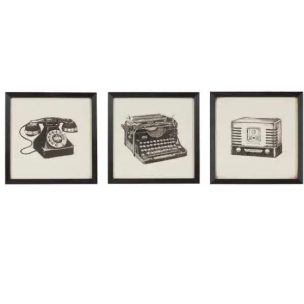 Framed Art-Kirkland's Home Vintage Model Framed Art Prints, Set Of 3 Black/Ivory