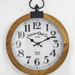 Clocks-Kirkland's Home Vintage Pocket Watch Wooden Wall Clock