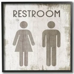 Wall Quotes & Signs-Kirkland's Home Vintage Restroom Sign Framed Wall Plaque Brown