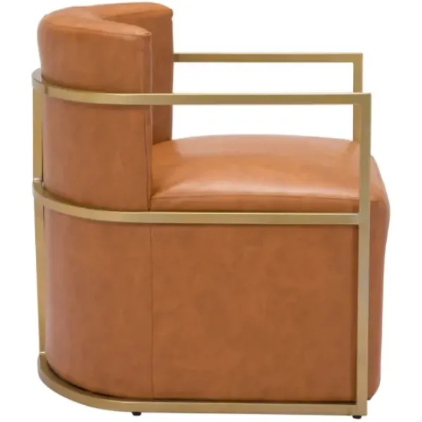 Accent Chairs-Kirkland's Home Vinyl And Gold Frame Accent Chair Brown