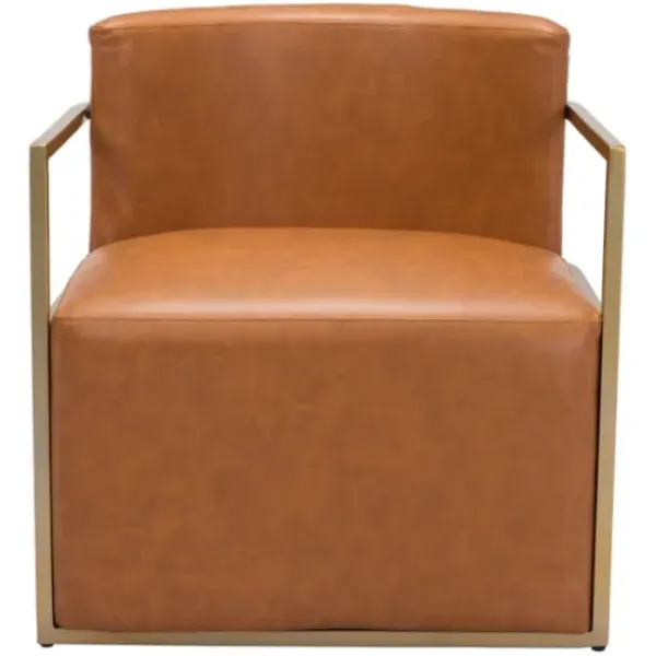 Accent Chairs-Kirkland's Home Vinyl And Gold Frame Accent Chair Brown
